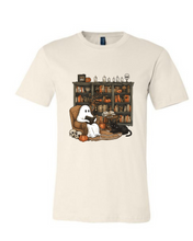 Load image into Gallery viewer, Ghoul in the Library Graphic Tee – Halloween Book Lover Shirt, Spooky Reading Ghost T-Shirt
